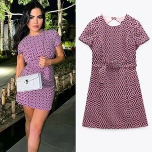 Zara Retro Floral Open Back Dress